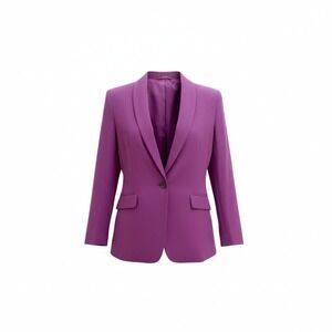 Coldwater Creek Silk Linen Blazer Purple Jacket Womens Size 10 Minimalist
